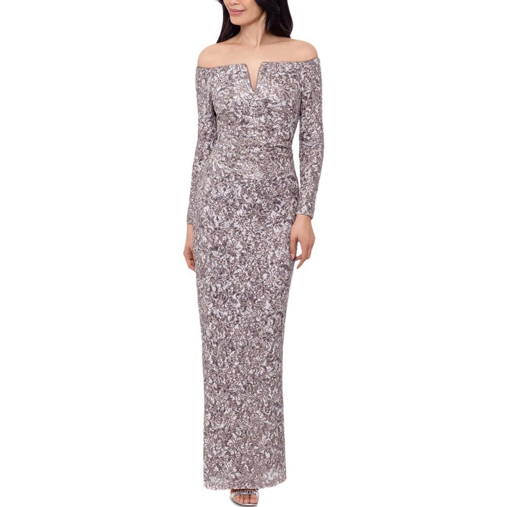 Xscape sequined off shoulder Dress 16P - Picture 1 of 16